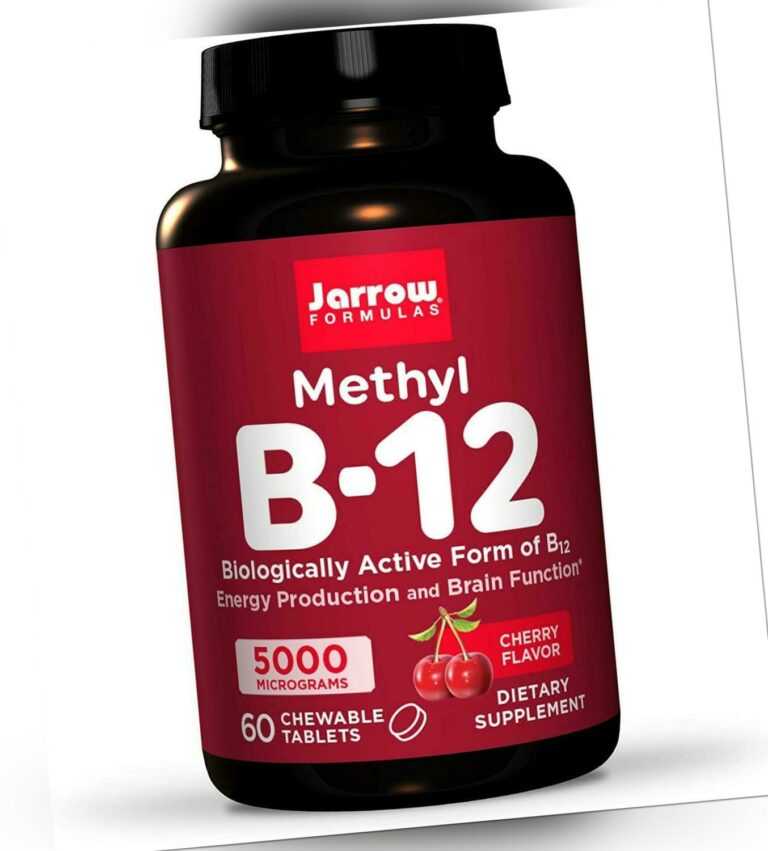 Jarrow Formulas Methyl Vitamin B-12 5000mcg Kirsche 60 Kautabletten Energie