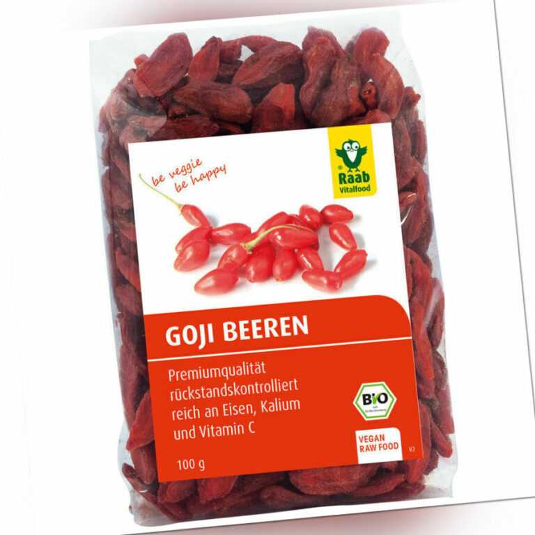 Raab Bio Goji Beeren 100g, ungeschwefelt, ohne Zusätze, laborgeprüft, Wolfsbeere