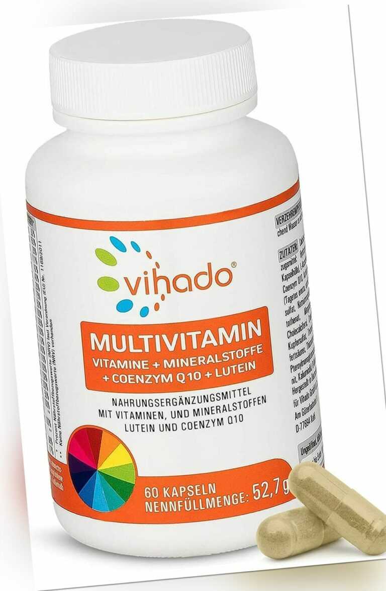 Vihado Multivitamin Kapseln, 26 Vitamine und Mineralien, Q10 Lutein, 60 Kapseln