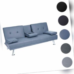 3er-Sofa HWC-F60, Couch Schlafsofa Gästebett, Tassenhalter verstellbar 97x166cm