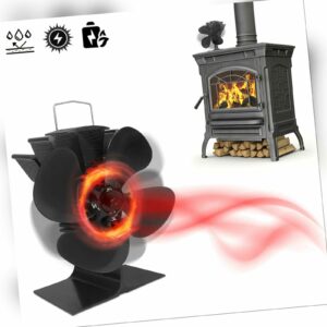 4-Blatt Heizlüfter Stromloser Kaminofen Ventilator Ofenventilator Holzofen Innen
