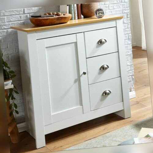 Sideboard FineBuy Kommode Weiß / Eiche 79x81x35 cm Anrichte Schubladenkommode