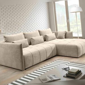 FURNIX Sofa YALTA Couch ausziehbar mit Bettkasten und Kissen Schlafsofa MH 02