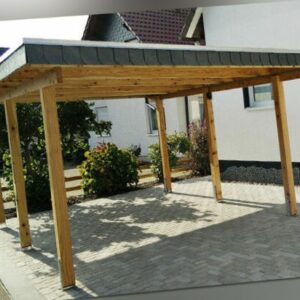 Holz Carport 3x5 m Überdachung Kiefer inkl. Dacheindeckung und Anker