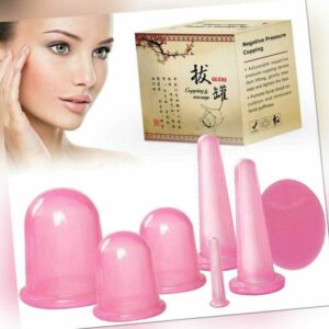 6Stk Schröpfen Silikon Schröpfgläser Cupping Vakuum Schröpfkopf Massage Cups Set