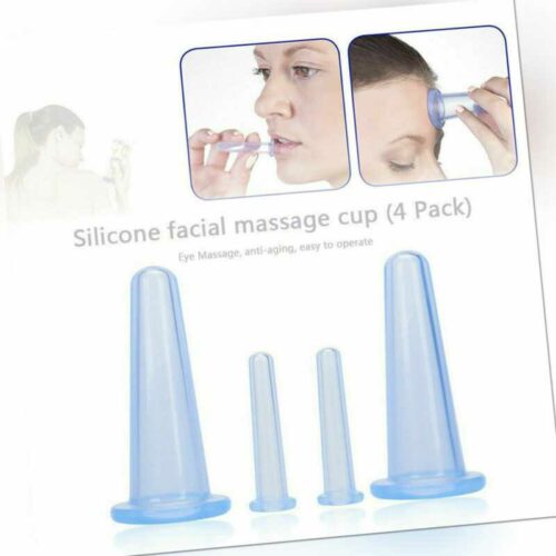 4er Schröpfen Silikon Schröpfgläser Vakuum Schröpfkopf Massage Cups Set