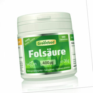 Folsäure, 400 µg, hochdosiert, 180 Tabletten – vegan