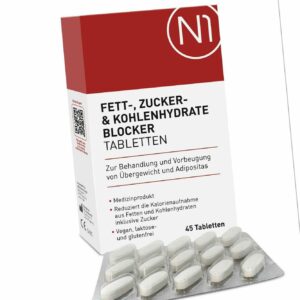 N1 FETT-, ZUCKER & KOHLENHYDRATE BLOCKER - 45 Tabletten - Medinzinprodukt
