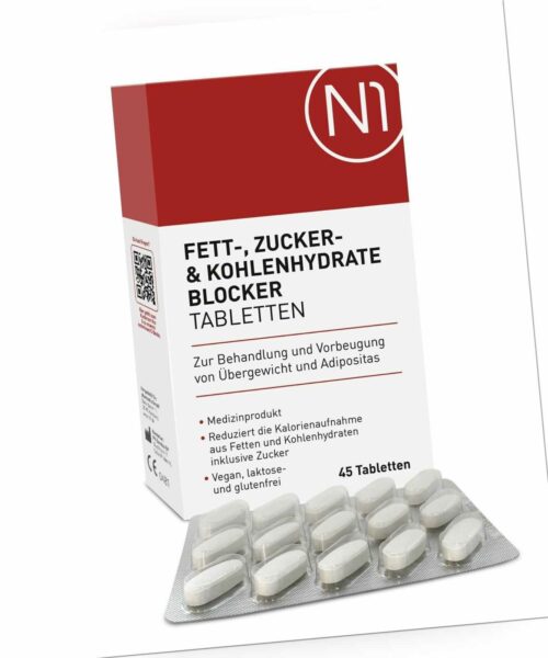 N1 FETT-, ZUCKER & KOHLENHYDRATE BLOCKER - 45 Tabletten - Medinzinprodukt