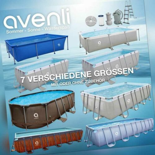 Frame Pool Gartenpool Aufstellpool Schwimmbad Schwimmbecken Rechteckig Poolfolie