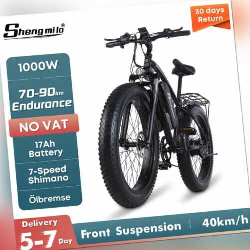 E-Bike Elektrofahrrad 1000W Mountainbike Fat bike 7G Shimnano Herren Pedelec