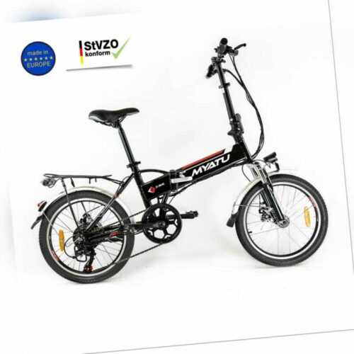 E Bike Klapprad 20 Zoll 375 Wh Akku Elektrofahrad klappbar Pedelec schwarz