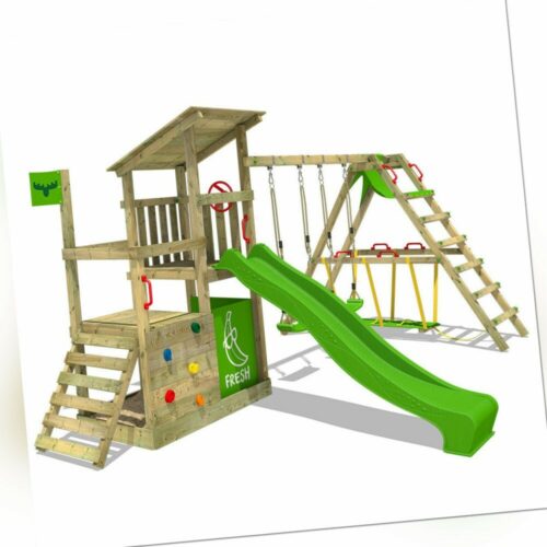 FATMOOSE Spielturm Klettergerüst FruityForest Surf mit Schaukel und Rutsche