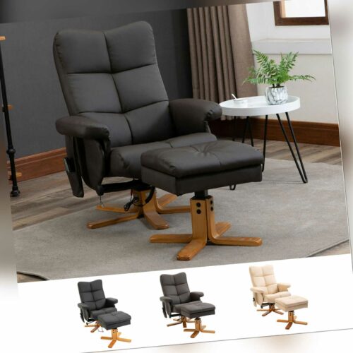 HOMCOM Relaxsessel mit Liegefunktion Massagesessel mit Fußhocker