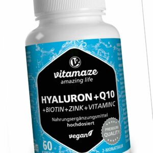 (739,81€/kg) Hyaluronsäure hochdosiert Coenzym Q10 60 Kapseln vegan + Biotin