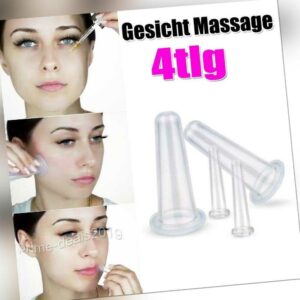 4er Set Silikon Gesicht Schröpfen Schröpfgläser Vakuum Schröpfkopf Massage Cups