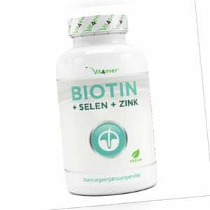 Biotin 10.000 mcg  Selen Zink 365 Tabletten - Hochdosiert - Haut Haare Nägel (V)