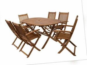 Gartengarnitur Sitzgruppe Klappgarnitur Gartenmöbel Set BENITA 7-teilig Akazie