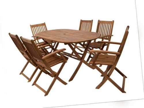 Gartengarnitur Sitzgruppe Klappgarnitur Gartenmöbel Set BENITA 7-teilig Akazie