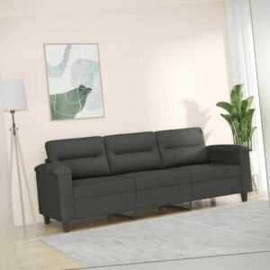 3-Sitzer-Sofa Dunkelgrau 180 Cm Mikrofasergewebe Couch Stoff