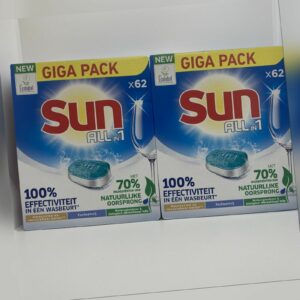 Sun all in one spülmaschinentabs 2x62 Stück = 124 Tabs, Reinigungstabs, Geschirr
