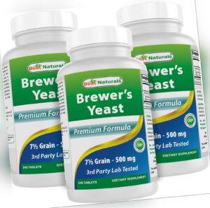 3 Pack Best Naturals Bierhefe 7-1/2 Körnig 1000 MG 240 Tabletten
