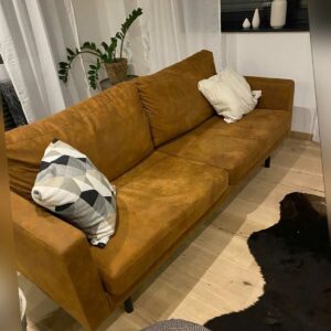 Cognacfarbenes Sofa im Industriallook, 210x88 cm 