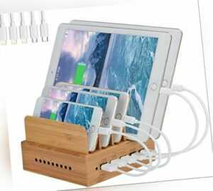 Ladestation Aus Holz Bambus 5 USB ladestation mehrere geräte Dockingstationen