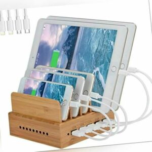 Ladestation Aus Holz Bambus 5 USB ladestation mehrere geräte Dockingstationen
