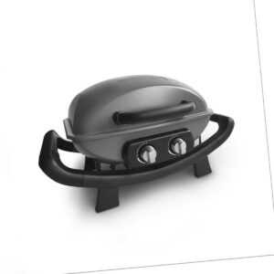 Burnhard Gasgrill Wayne Tischgrill Mobiler Grill Tragbar 2-Brenner BBQ 3,5KW