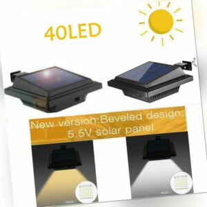 Kabellos 40LEDs Solarlampe für Dachrinne Außen Zaunleuchte Wandlampe Beleuchtung