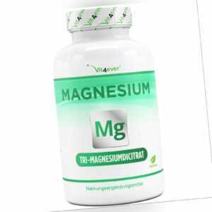 Tri-Magnesiumdicitrat - 365 Kapseln (vegan) á 750mg Magnesium-Citrat Hochdosiert
