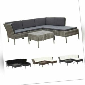 vidaXL Gartenmöbel 6-tlg. Poly Rattan Sofa Lounge Sitzgruppe mehrere Auswahl