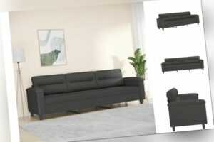 3-Sitzer-Sofa Dunkelgrau 210 Cm Mikrofasergewebe Couch Stoff
