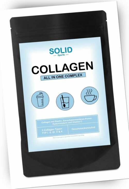 Collagen Pulver mit Elastin Hyaluronsäure und Vitamin C Typ 1,2,3,4 &5 600g