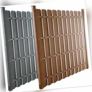 Lamellenzaun WPC Sichtschutz braun & grau WPC Zaun Windschutz Gartenzaun 180x180