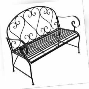 Metall Garten Bank Gartenbank Sitzbank Parkbank 2-Sitzer Eisen schwarz P-09918