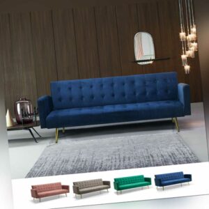 Modernes clic clac 3-Sitzer Samt Schlafsofa Caullae goldene Beine