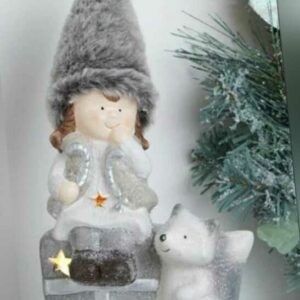 Neu beleuchtet Mädchen und Fuchs Weihnachtsdeko Ornament warmweiß