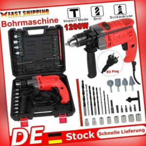 1200W Bohrmaschine Schlagbohrer Bohrhammer Schlagbohrmaschine Zubehör mit Kasten