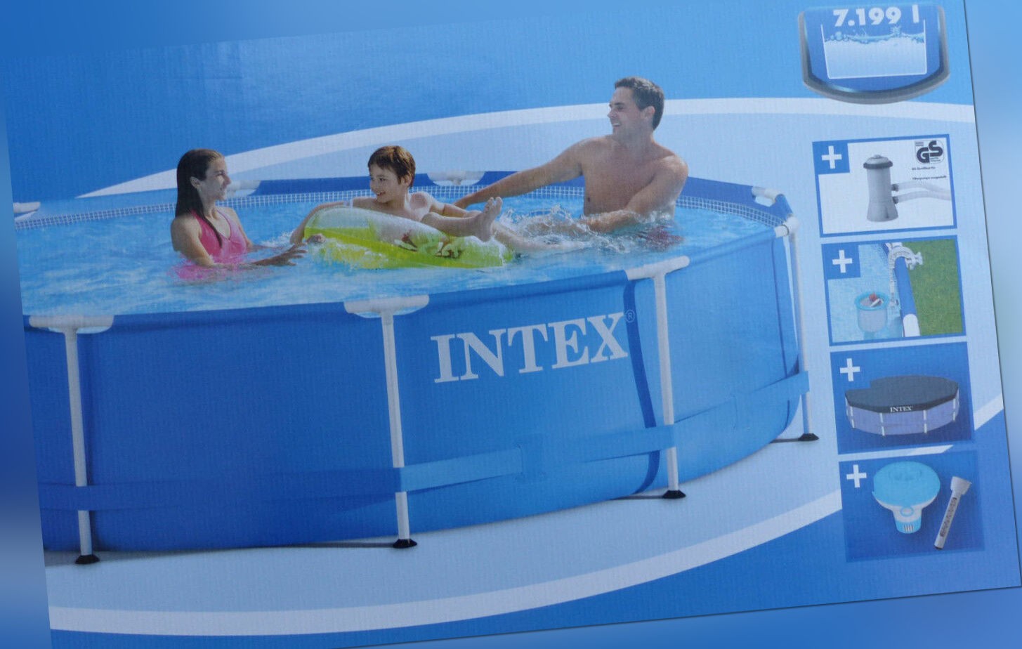 INTEX Familien Swimmingpool mit Metallrahmen 366 x 84 cm Pool inkl. Zubehör NEU!