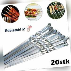 20x Grillspieße Edelstahl Schaschlikspieße Schampura Rostfrei Fleischspieße,38cm