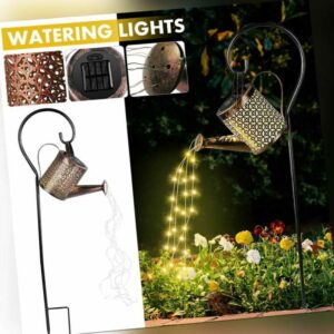 40 LED Solarleuchte Gießkanne Deko-Kanne LED Wasserfall für Garten Außen Lampen