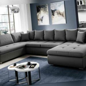 Furnix XXL Sofa FIORENZO mit Schlaffunktion Sofakissen Couch U-Form Farbauswahl