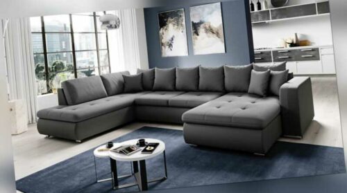 Furnix XXL Sofa FIORENZO mit Schlaffunktion Sofakissen Couch U-Form Farbauswahl