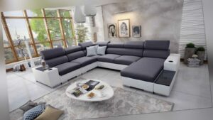 Wohnlandschaft Ecksofa mit Schlaffunktion Piano Big Sofa XXL Bettkasten Groß 26