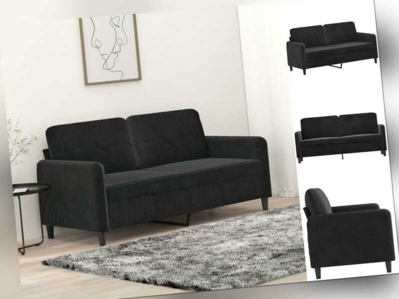 2-Sitzer-Sofa Schwarz 140 Cm Samt Couch