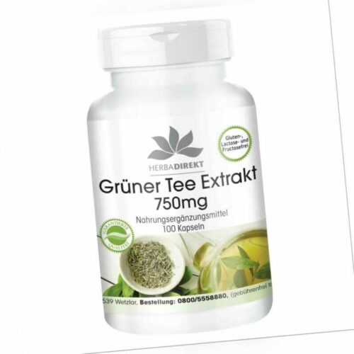 Grüner Tee 750 mg - entkoffeiniert, 98 % Polyphenole, 80 % Catechine, 50 % EGCG