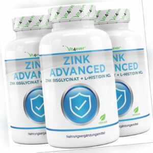 3x ZINK ADVANCED = 1200 Tabletten  á 25 mg + Histidin HCL - Hochdosiert + Vegan
