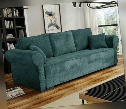 Sofa Olimpia Cord Schlaffunktion Polstersofa Bettkasten Modern Wohnzimmer